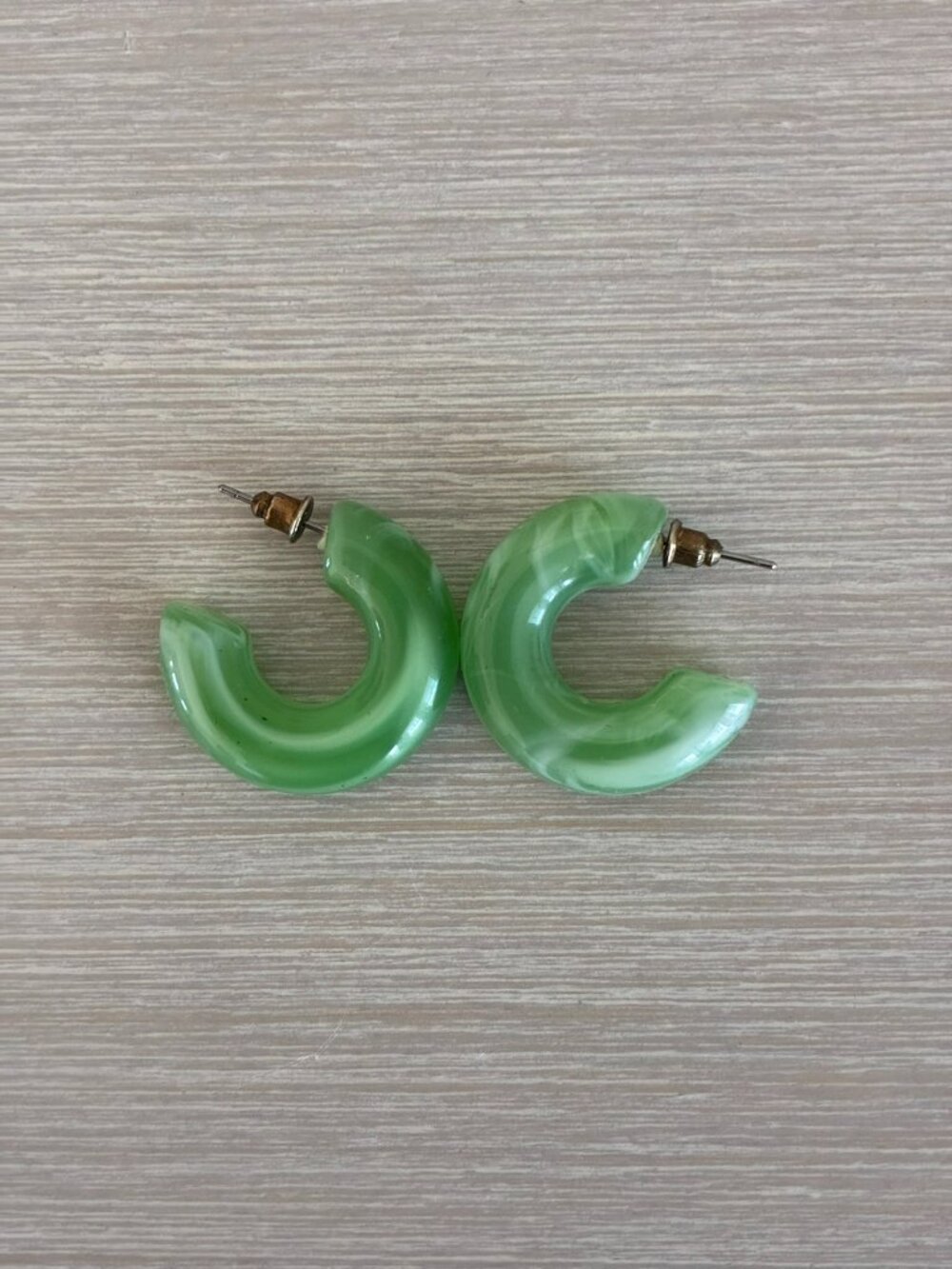 Green Marbled Chunky Hoop Earrings